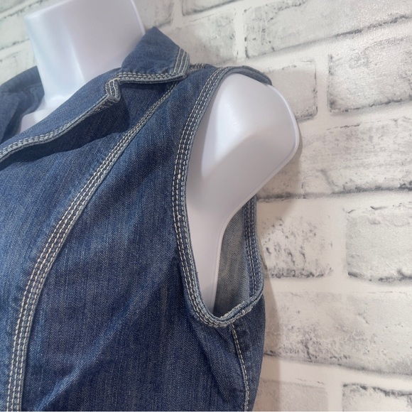 Tommy Hilfiger Medium Washed Denim Collared Vest Small - Picture 4 of 12